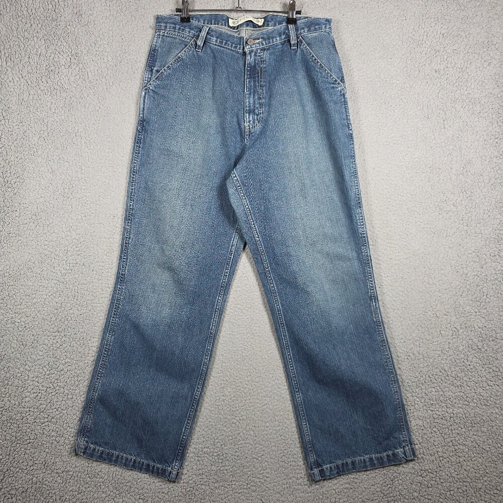 Vintage Express Jeans Mens Size 33x30 Indigo Wide Leg Baggy Fit Work Wear Y2K